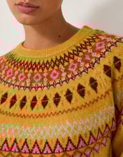 Fran Fair Isle Jumper, Yellow (OCHRE), large