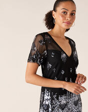 Beatrix Sequin Tunic Dress, Black (BLACK), large