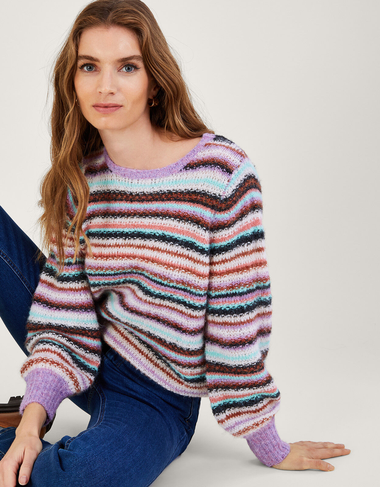 Purple striped clearance jumper