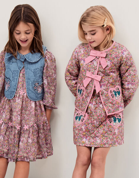 Monsoon x My Little Pony Floral Quilted Jacket, Multi (MULTI), large