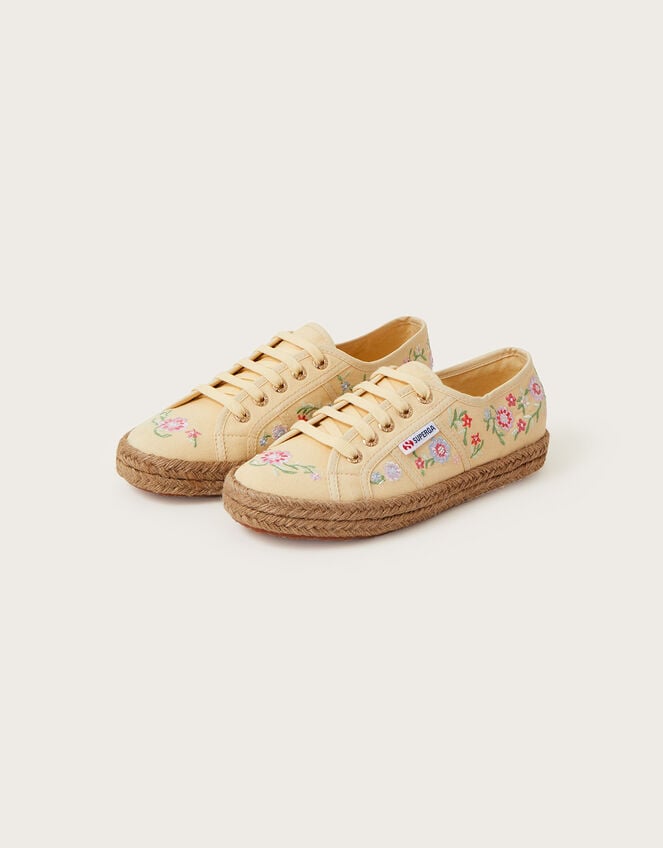Superga Embroidered Espadrille Trainers, Yellow (YELLOW), large