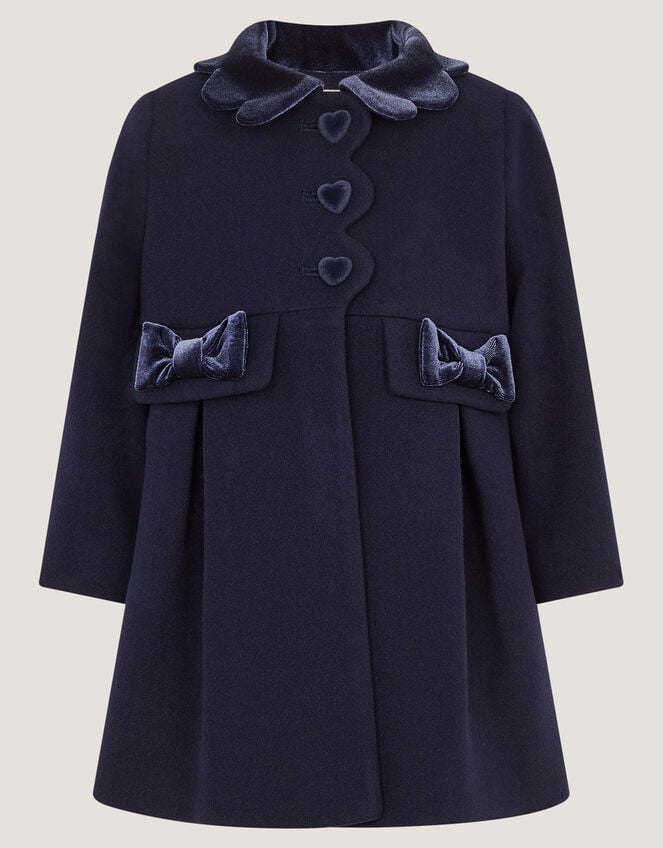 Baby Scallop Collar Coat , Blue (NAVY), large