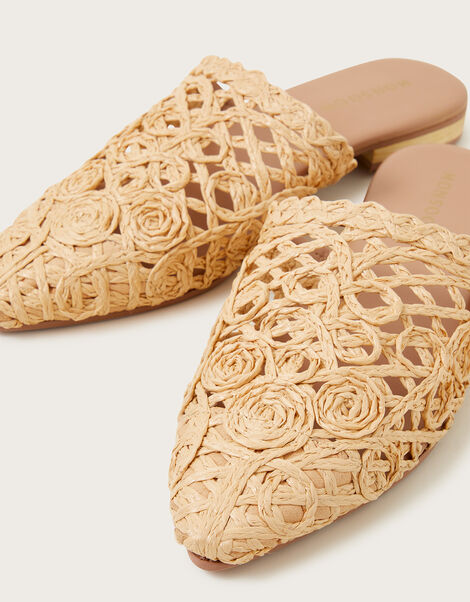 Pointed Toe Raffia Mules, Natural (NATURAL), large