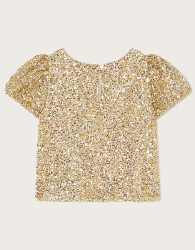 Sequin Cap Sleeve Top, Gold (GOLD), large