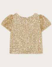 Sequin Cap Sleeve Top, Gold (GOLD), large
