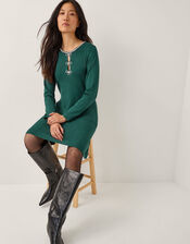 Brit Sparkle Bow Knit Dress, Teal (TEAL), large