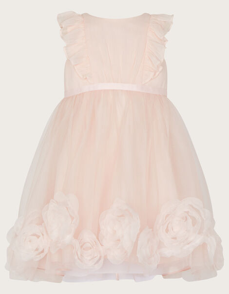 Baby Chiffon 3D Roses Dress, Pink (PINK), large