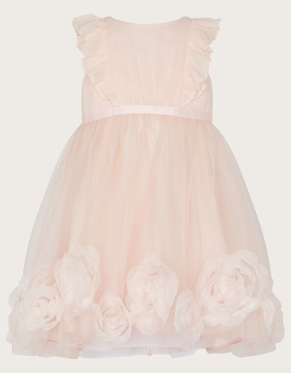 Baby Chiffon 3D Roses Dress, Pink (PINK), large