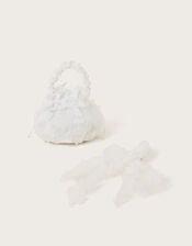 Flower Pouch Bag and Bow Hair Clip Set, , large