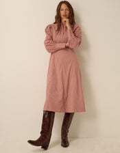 Skye Stretch Corduroy Midi Shirt Dress, Pink (PINK), large