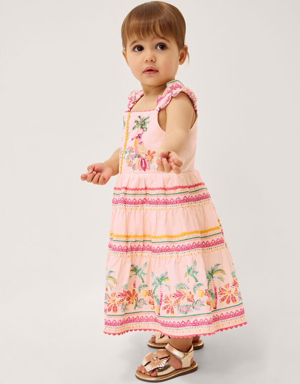 Baby Tina Tropical Toucan Tier Dress, Pink (PINK), large