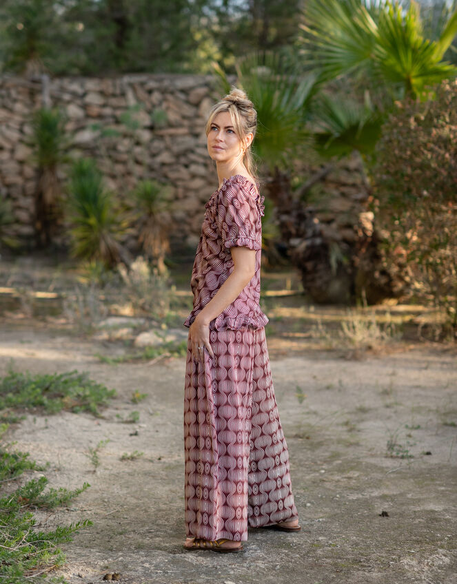 Lyrical Sisters Hourglass Print Trousers, Brown (BROWN), large