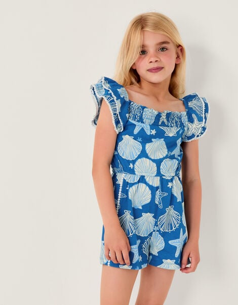 Shell Print Playsuit, Blue (BLUE), large