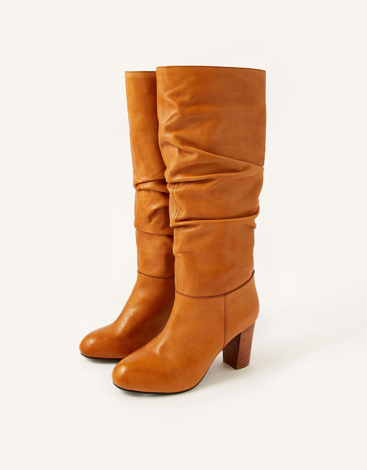 Brown leather slouch boots cheap