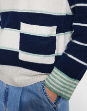 Sutton Stripe Sweater, Blue (NAVY), large