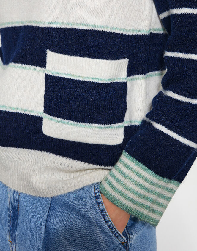 Sutton Stripe Sweater, Blue (NAVY), large