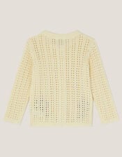 Floral Embroidered Crochet Cardigan, Ivory (IVORY), large
