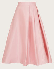 Tanya Taffeta Pleated Midi Skirt, Pink (PINK), large