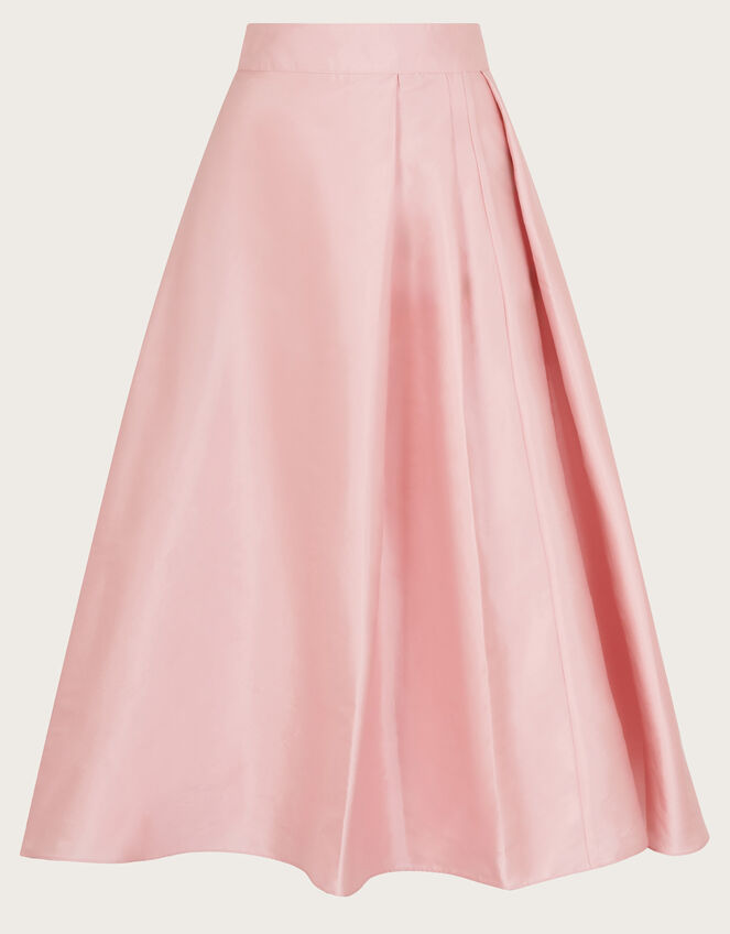Tanya Taffeta Pleated Midi Skirt, Pink (PINK), large