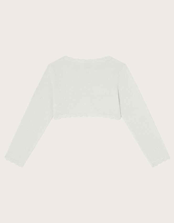 Maeve Sparkle Scallop Cardigan, Silver (SILVER), large