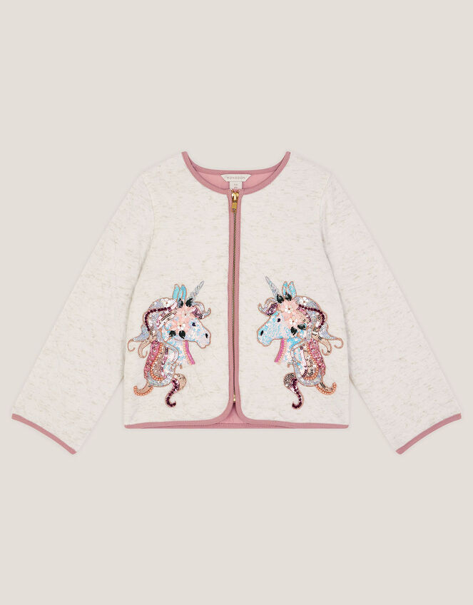 Unicorn Embellished Quilted Jacket, Ivory (IVORY), large
