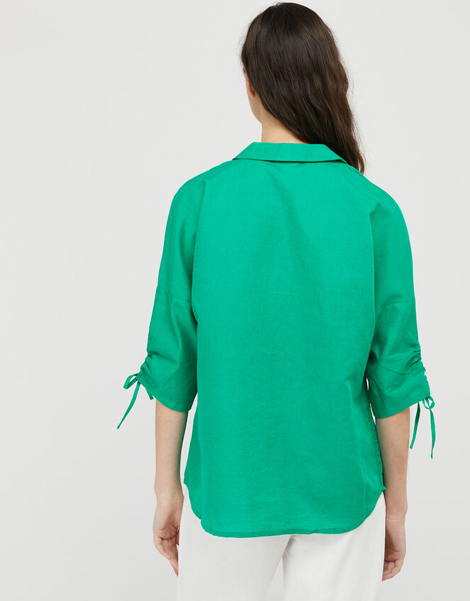 Ariel Shirt in Linen and Organic Cotton, Green (GREEN), large