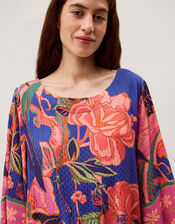 Carmen Floral Print Midi Kaftan, Blue (BLUE), large