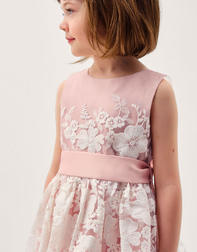 Felicity Floral Embroidered Mesh Dress, Pink (PALE PINK), large