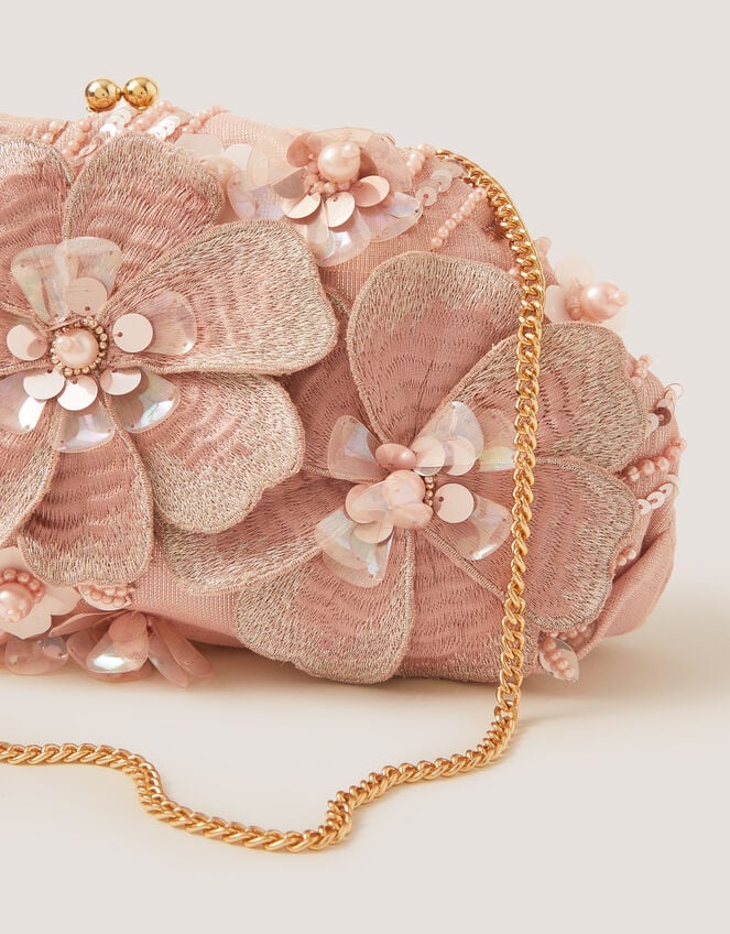 Floral Embellished Clutch Bag, , large