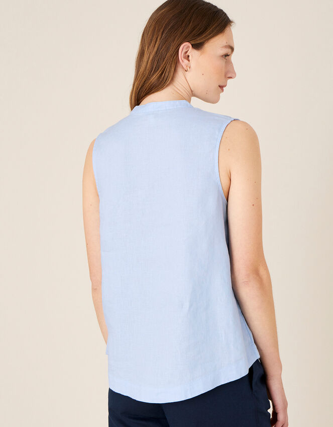 Jasmine Tank Top in Pure Linen, Blue (BLUE), large