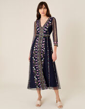 ARTISAN Amara Embroidered Midi Dress, Blue (NAVY), large