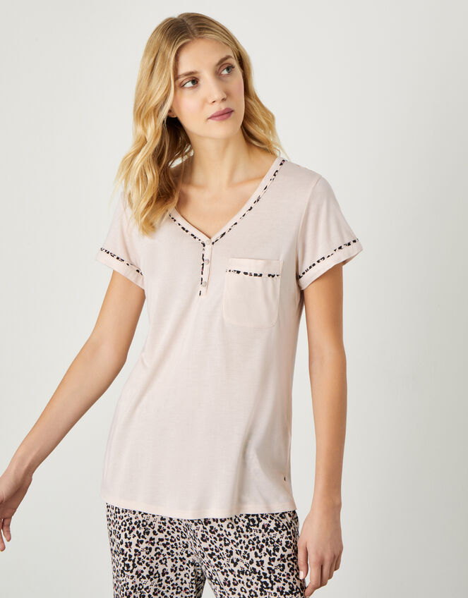 Animal Print Pocket Pyjama Top, Pink (PINK), large