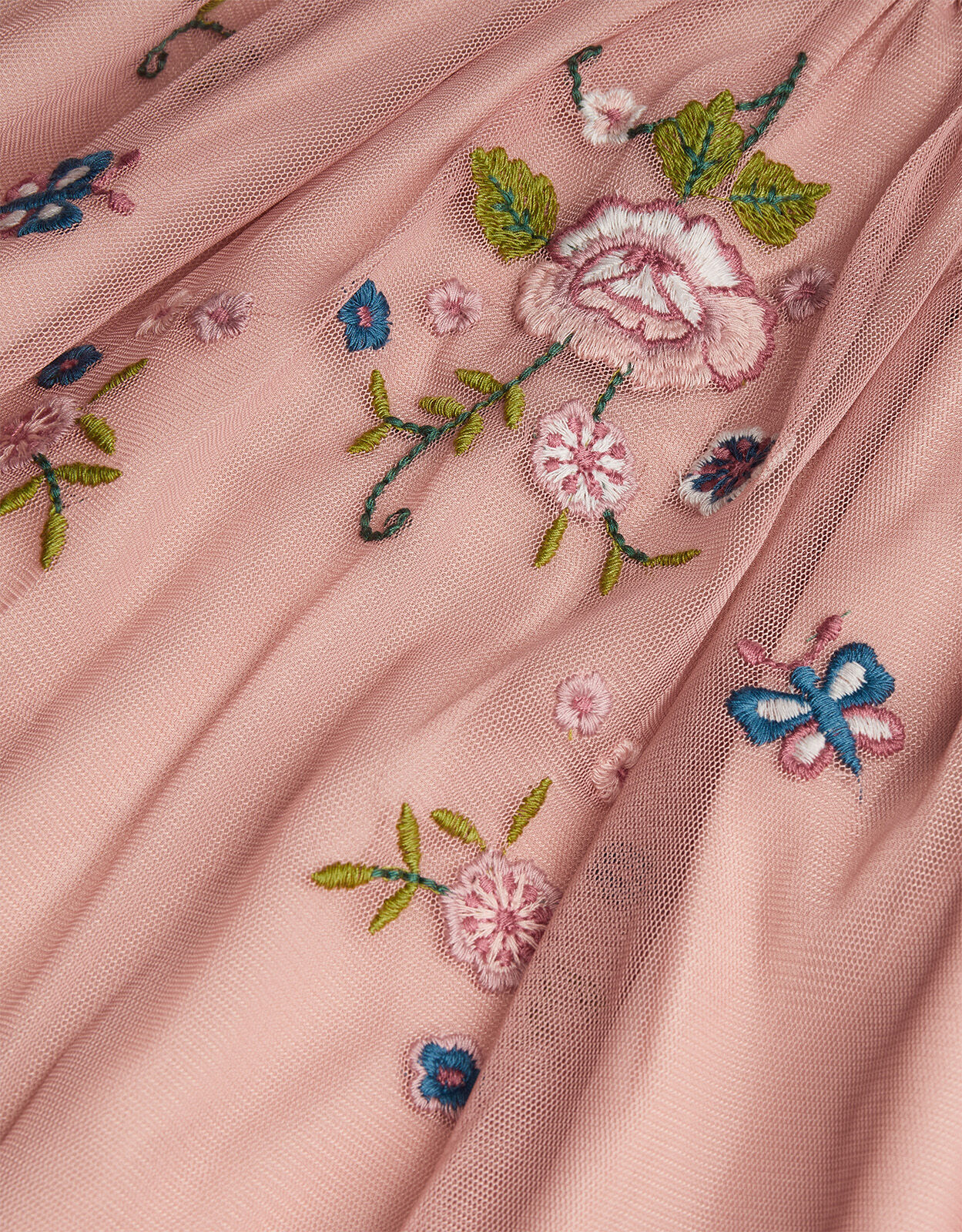 Embroidered Midi Skirt Pink