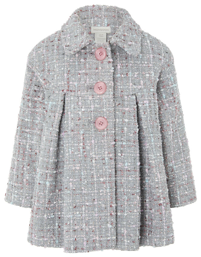 Baby Sparkle Tweed Coat, Grey (GREY), large
