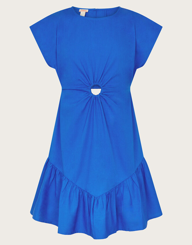 Short Sleeve Cut-Out Dress, Blue (BLUE), large