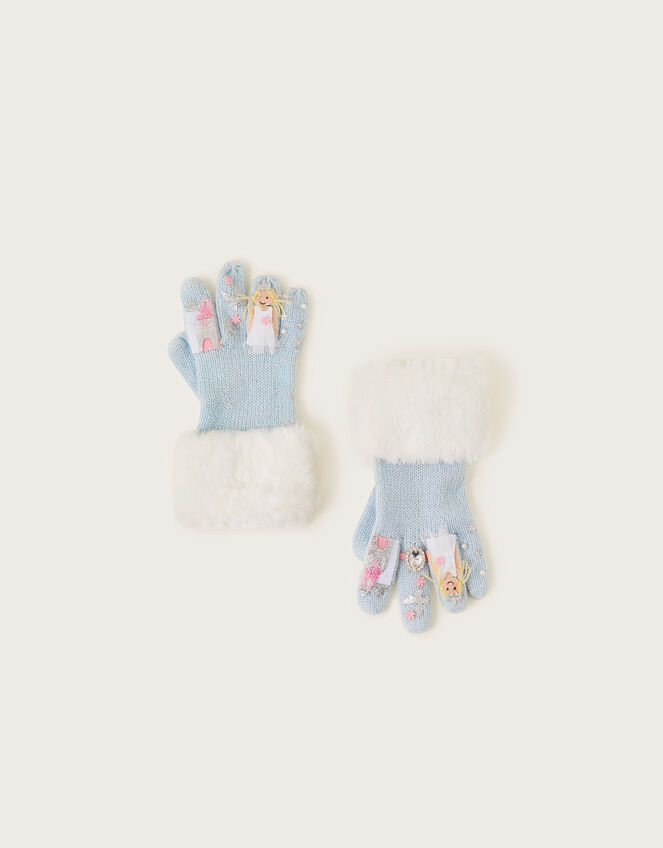 Snow Princess Novelty Gloves, Blue (BLUE), large