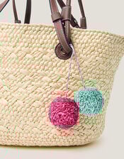 Yvie Woven Raffia Basket Bag, , large