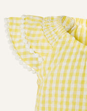 Baby Seersucker Romper, Yellow (YELLOW), large