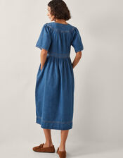 Lydia Short Sleeve Denim Midi Dress, Blue (MID INDIGO), large