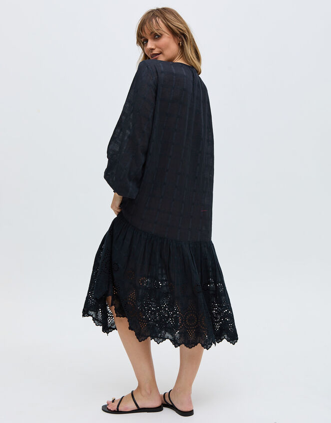 Raffya Olivia Embroidered Midi Dress, Black (BLACK), large