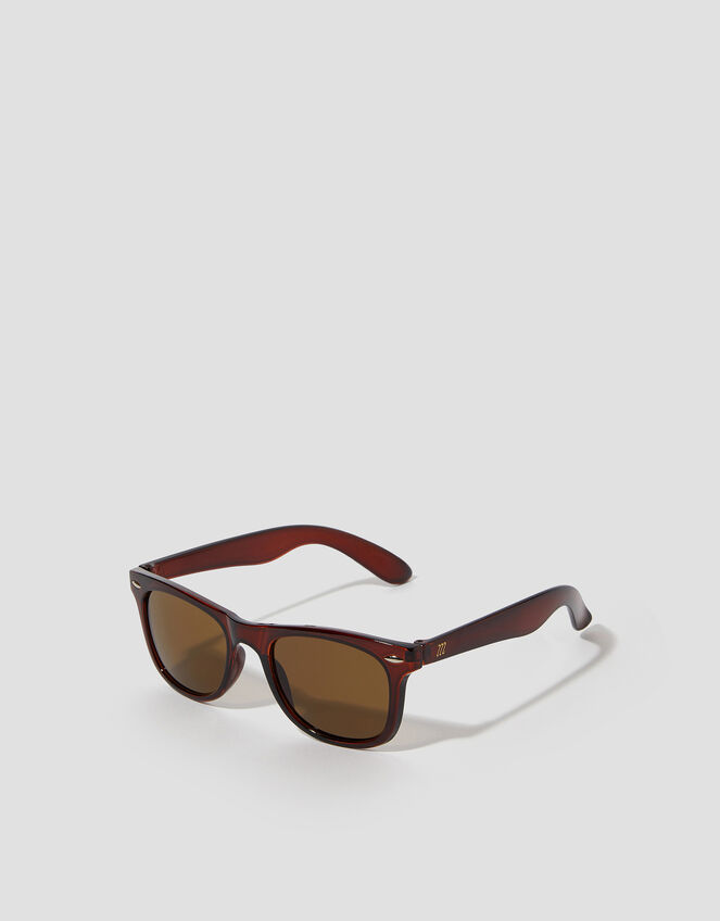 Flat Top Square Sunglasses, DARK BROWN, large