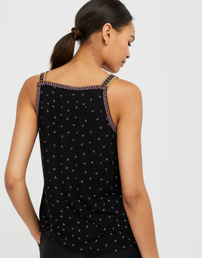 Malakai Embroidered Jersey Cami Top, Black (BLACK), large