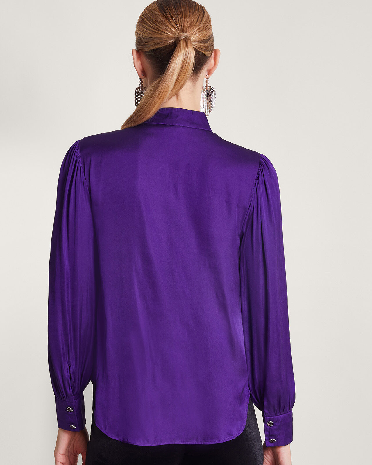Satin purple blouse hot sale