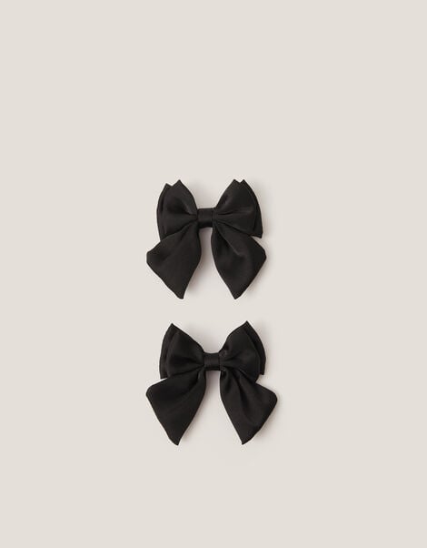 2-Pack School Bow Hair Clips, Black (BLACK), large