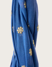 Embroidered Scarf, Blue (BLUE), large