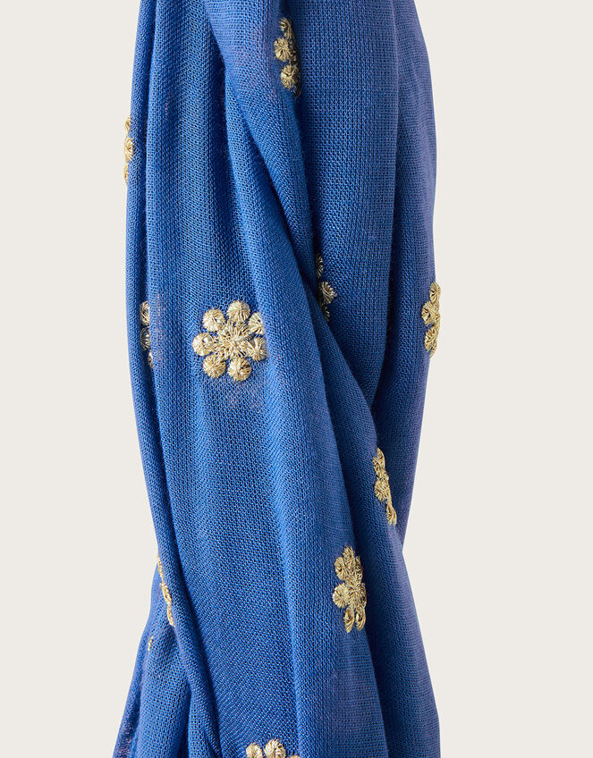 Embroidered Scarf, Blue (BLUE), large