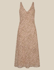 Ada Sleeveless Metallic Bias Cut Midi Dress, Ivory (IVORY), large