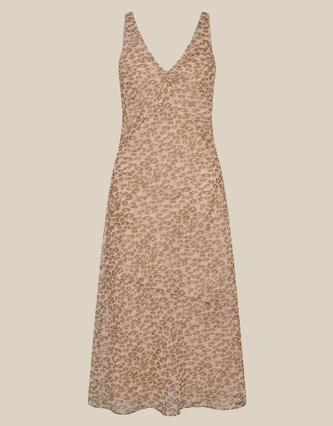 Ada Sleeveless Metallic Bias Cut Midi Dress, Ivory (IVORY), large