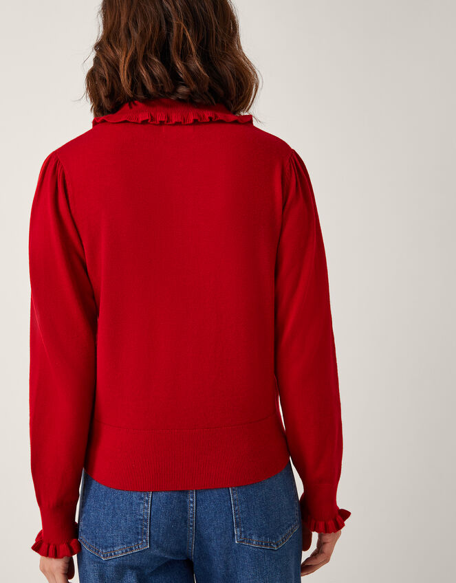 Clea Frill Collar Cardigan, Red (RED), large