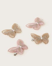 4-Pack Embroidered Butterfly Hair Clips, , large